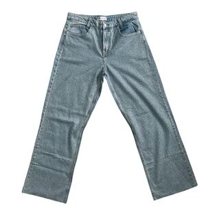 ZARA Rhinestone Embellished Light Wash Wide Leg Jeans | Size EUR 40 / US 8